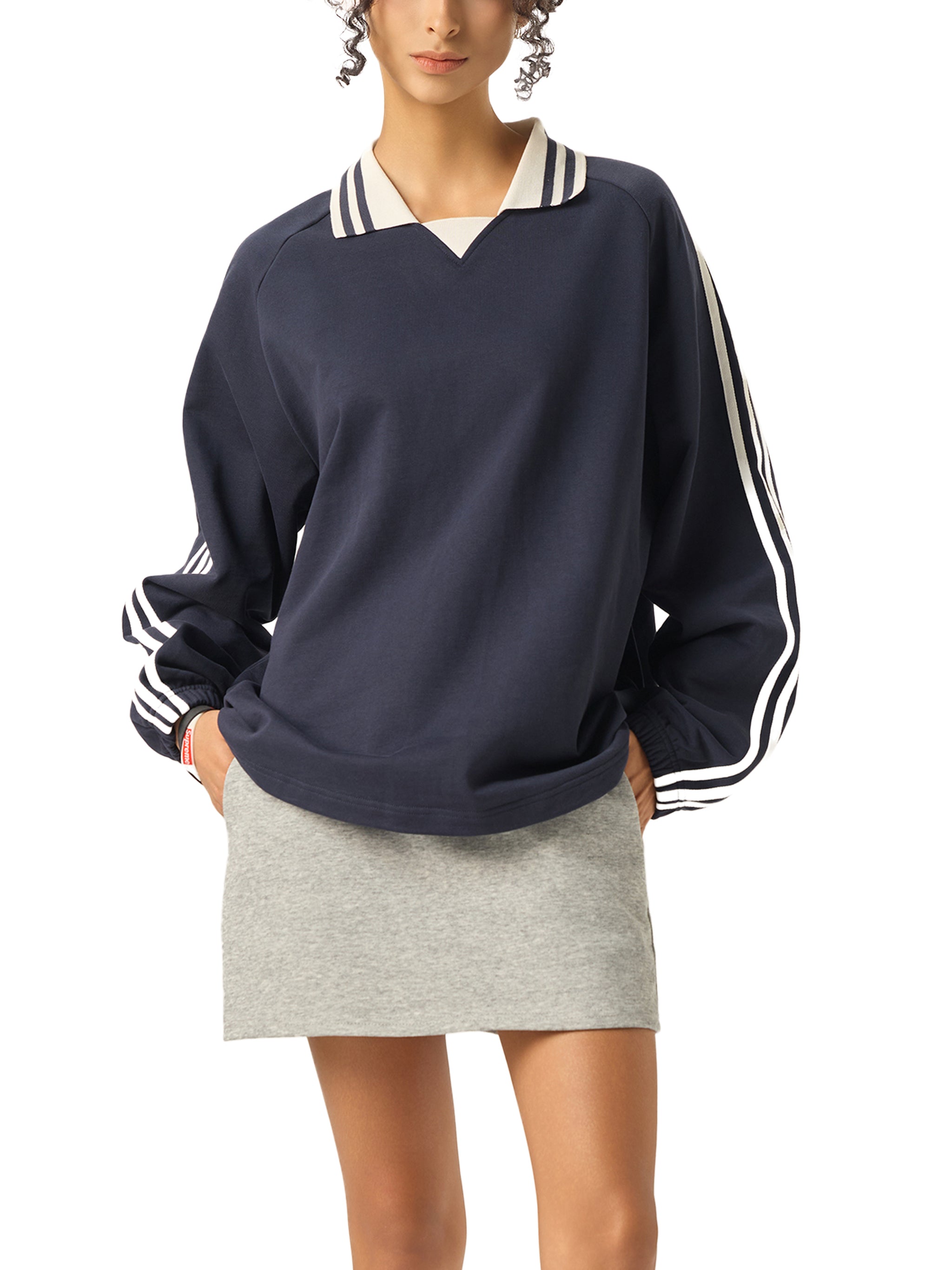 JOY ◡̈ | Lapel Collar Sweatshirt